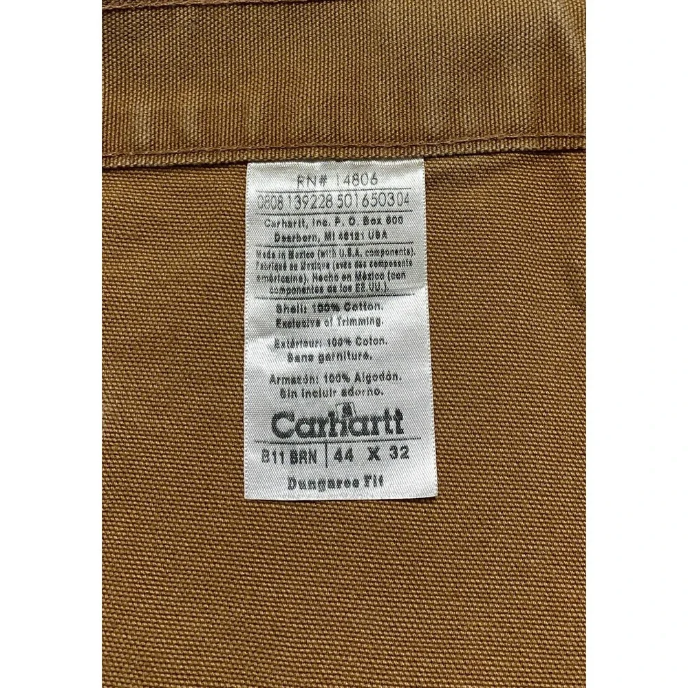 Carhartt‎ B111 Duck Carpenter Work Pants Men's 44×32 Brown Dungarees Fit